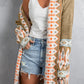 Geometric Open Front Long Sleeve Cardigan