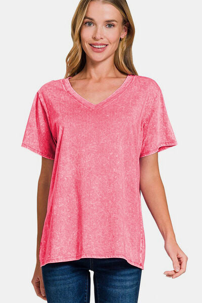 Washed cotton t-shirt women