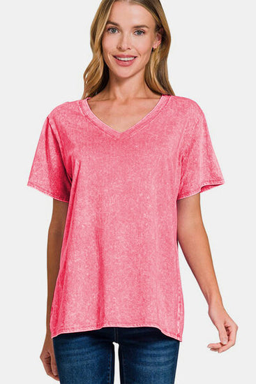 Washed cotton t-shirt women