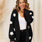 Angel Wings Flower Dropped Shoulder Open Front Cardigan