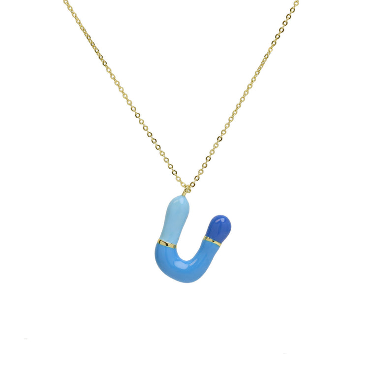 Brass Epoxy Capsule 26 Letter Necklace For Women Initial Alphabet Pendant Necklace Fashion Link Chain Jewelry Gifts