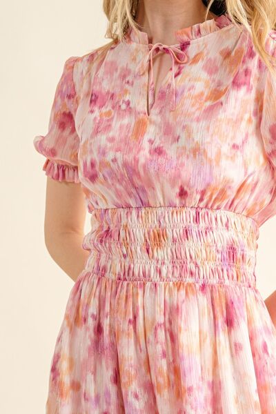 Frill detail printed dress