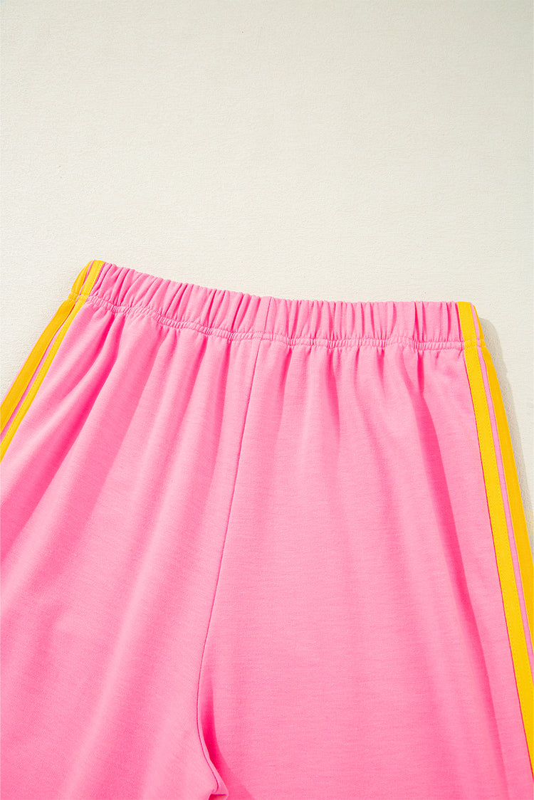 Pink Rainbow Striped Jogger Sweatpants