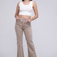 Acid Washed Frayed Cutoff Hem Straight Wide Pants