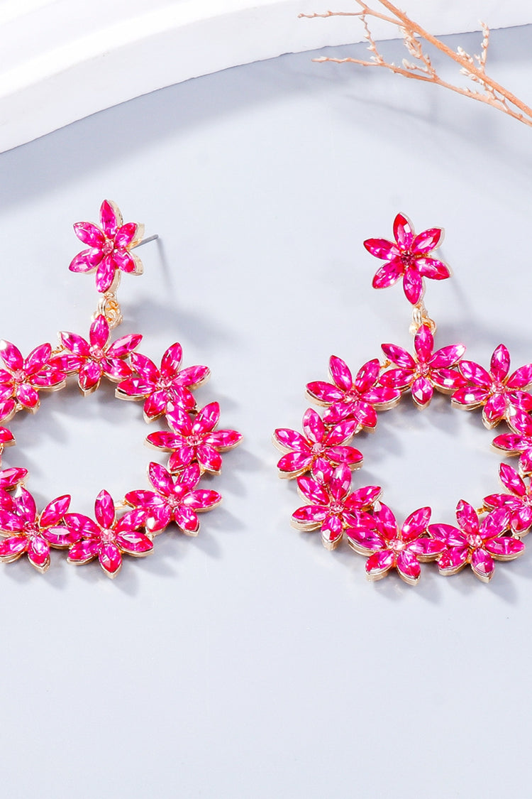 Rhinestone Flower Dangle Earrings