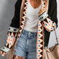 Geometric Open Front Long Sleeve Cardigan