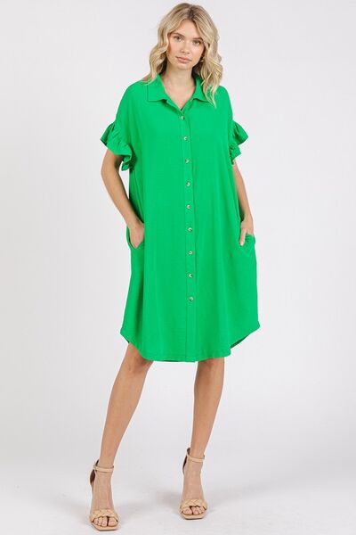 Flounce sleeve dress