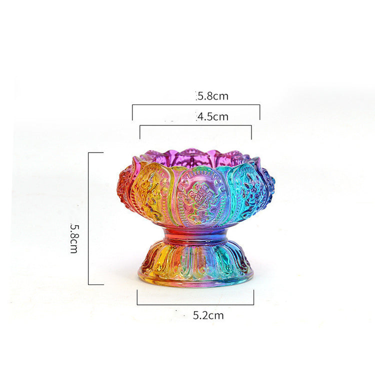 Colorful Eight Auspicious Glass Lamp Holder