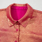 Rose Red Metallic Sheen Short Sleeve Plus Size Shirt