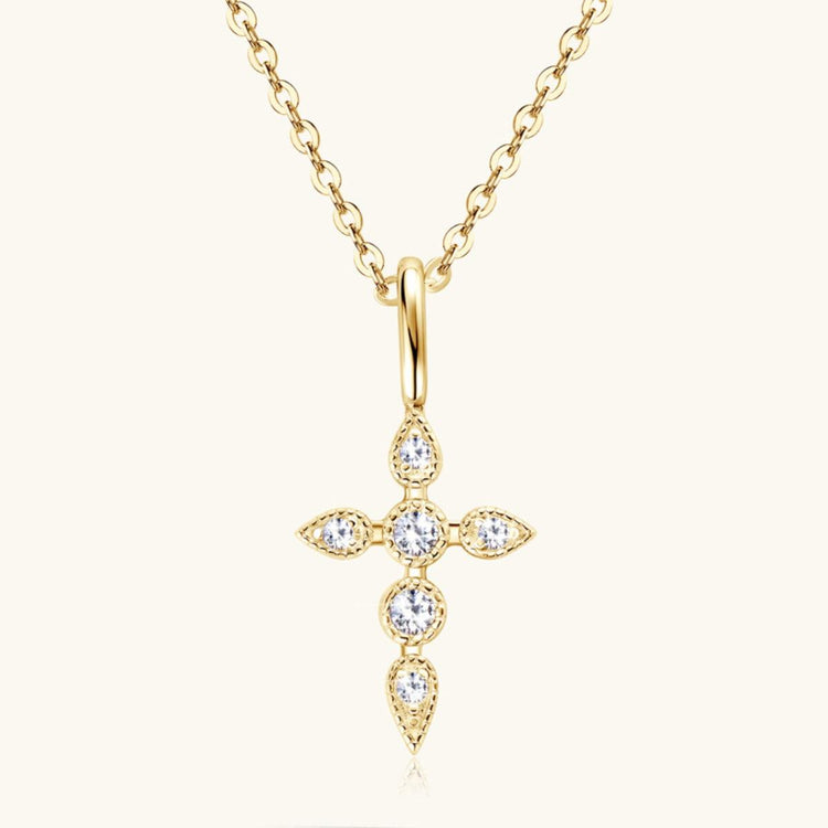 925 Sterling Silver Moissanite Cross Pendant Necklace - Rebel K Collective