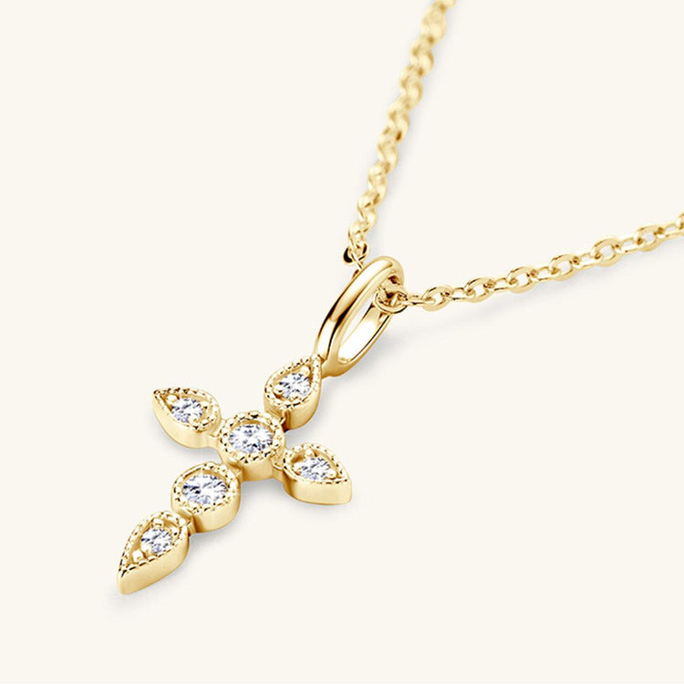 925 Sterling Silver Moissanite Cross Pendant Necklace - Rebel K Collective