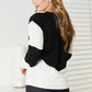 Woven Right Two-Tone Openwork Rib-Knit Sweater