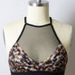 Plus Size Mesh Print High Neck Bralette