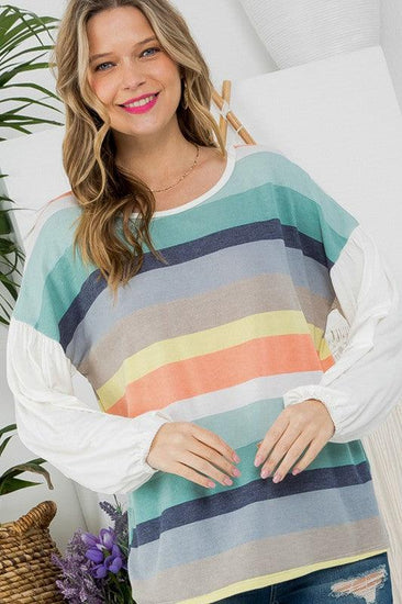 PLUS MULTI STRIPE MIXED BOXY TOP - Rebel K Collective