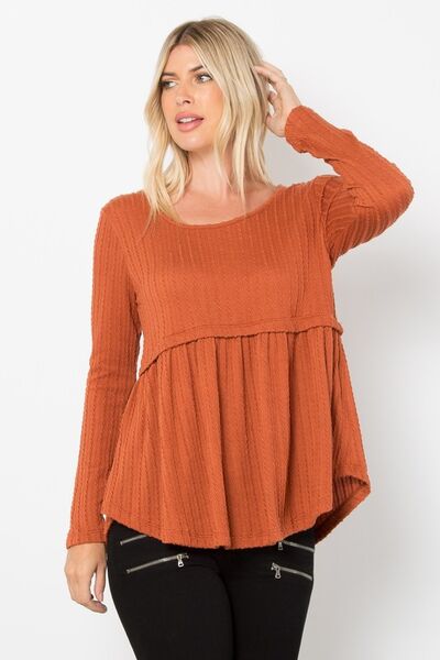 Textured babydoll knit top