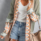 Geometric Open Front Long Sleeve Cardigan