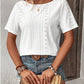 Lace Detail Eyelet Short Sleeve Blouse