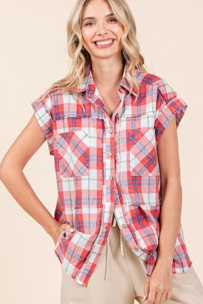 Mineral wash plaid shirt