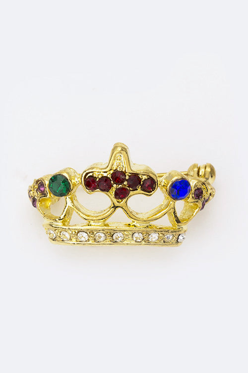 Crystal Crown Brooch