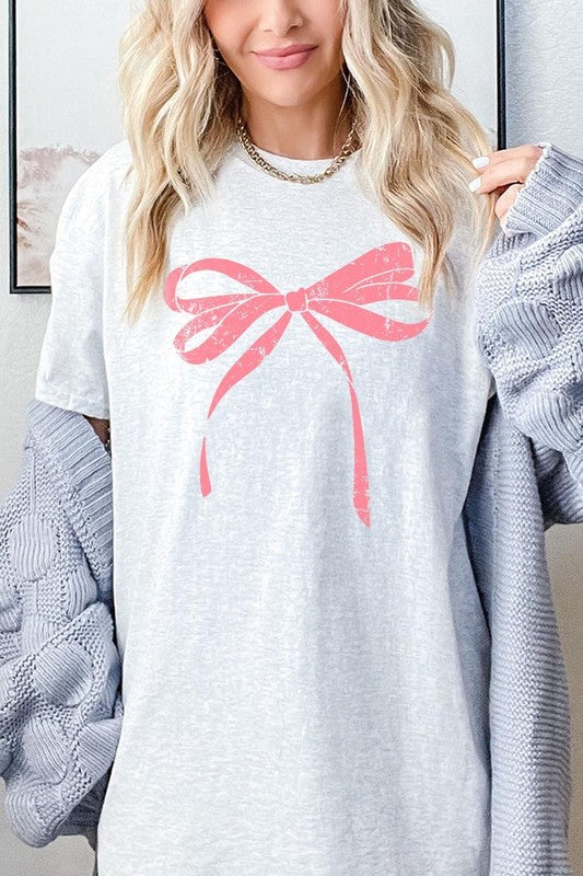 Pink Valentine Bow Graphic Plus Heavy Cotton Tee