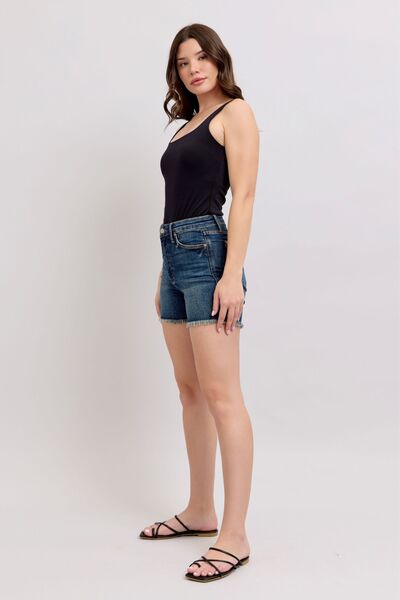 High-rise denim shorts