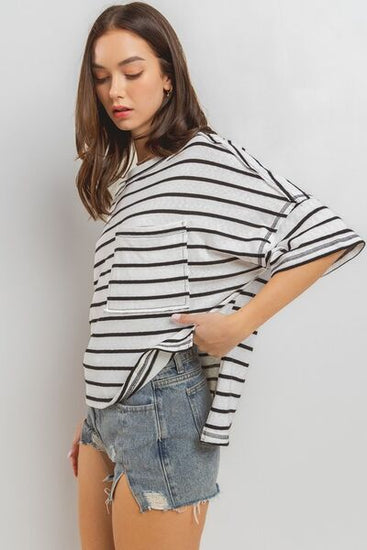 High-low striped t-shirt