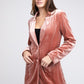 Shiny Velvet Peak Lapel Single Blazer