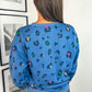 Sky Blue Leopard Drop Shoulder Plus Size Sweatshirt