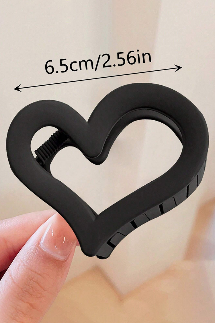 Black Simple Frosted Heart Shaped Hair Claw Clip