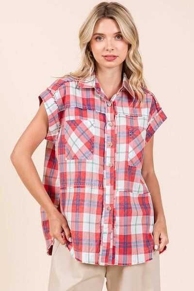 Women's plaid button-up shirt