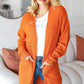 Haptics Full Size Stripe Textured Open Front Cardigan with Pockets