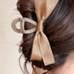 Black Solid Color Ribbon Bow Decor Hair Clip