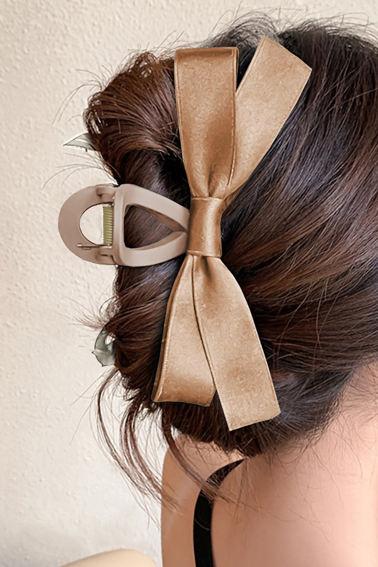 Black Solid Color Ribbon Bow Decor Hair Clip