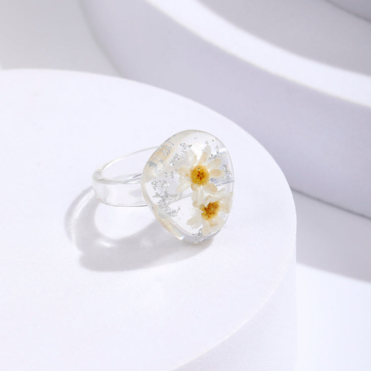 Fashion Popular Resin Dried Flower Ring