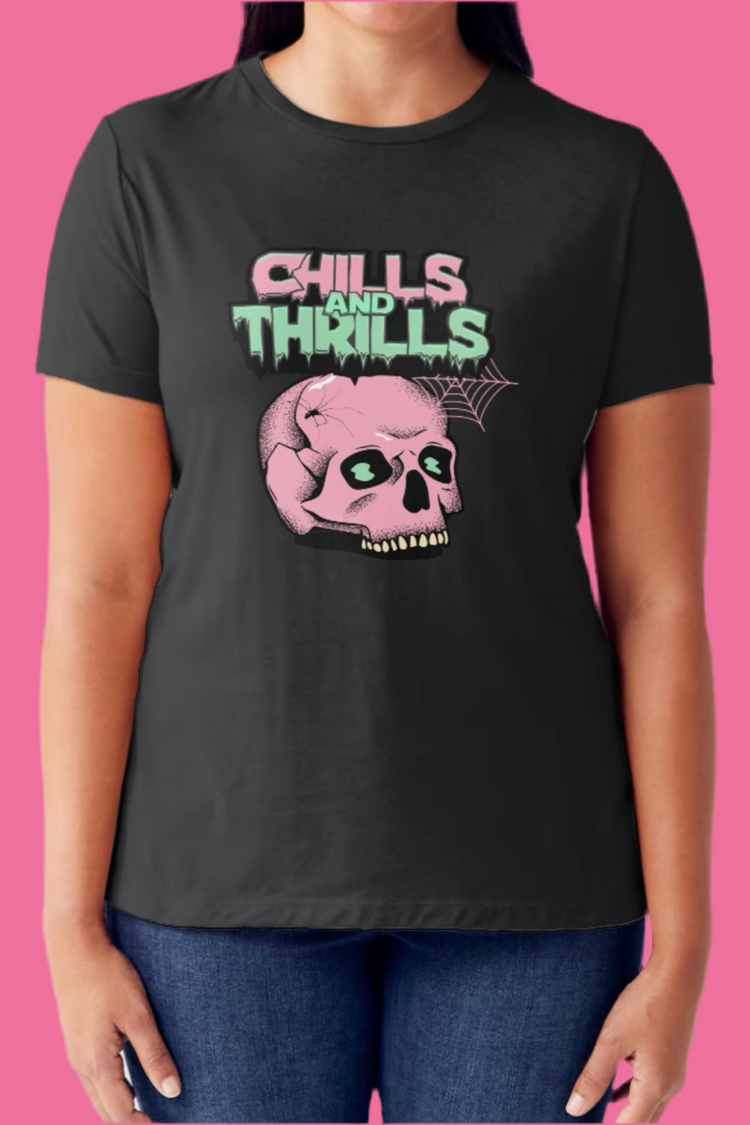 Simply Love Full Size CHILLS AND THRILLS Short Sleeve Tubular T-Shirt