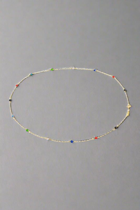 18K Gold-Plated Multicolored Bead Necklace