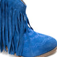 Amos Fringe Ankle Bootie in Blue Suede