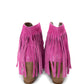 Amos Fringe Ankle Bootie in Magenta Suede