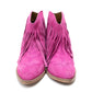 Amos Fringe Ankle Bootie in Magenta Suede