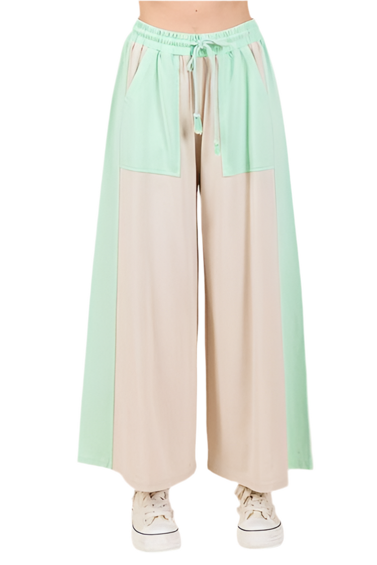 Color Block Wide Leg Pants – Trendy, Comfortable & Fashionable