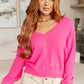 Back to Life V-Neck Sweater in Pink