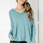 Basically Freezing Brushed Hacci Top in Dusty Teal