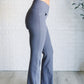 Building Habits Twill Flared Crossover Waist Pant in Titanium