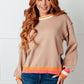 Conversational Moment Striped Trim Sweater