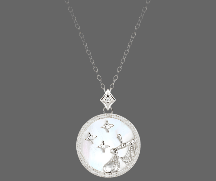 Sterling Silver Zodiac White Shell Necklace