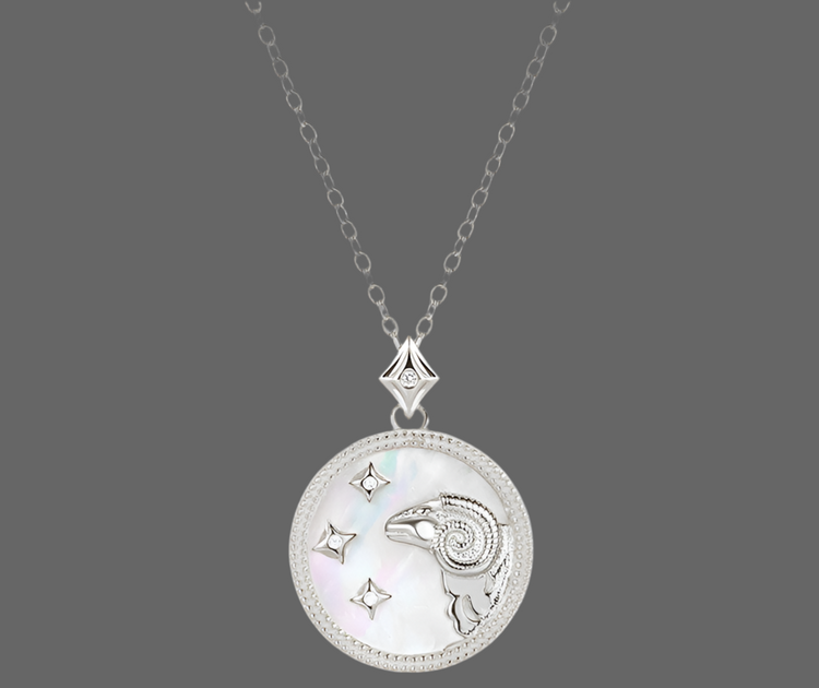 Sterling Silver Zodiac White Shell Necklace