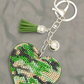 Camouflage Printed Heart Shape Rhinestone KeyChain