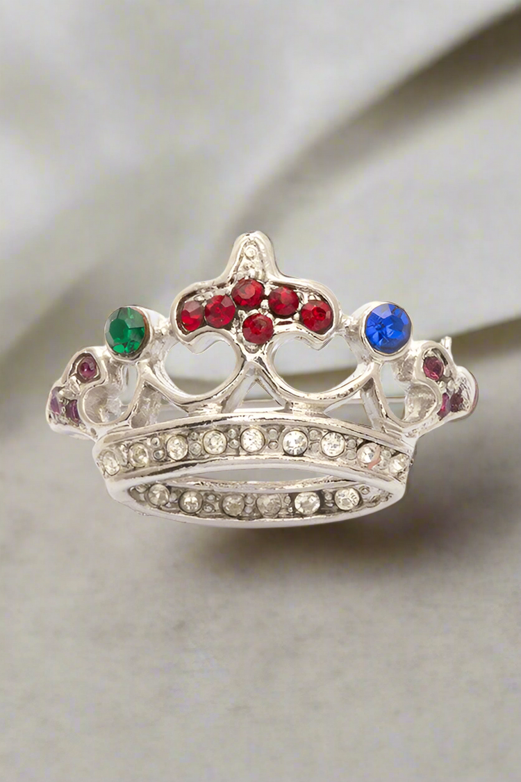 Crystal Crown Brooch