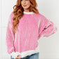 Least High Maintenance Contrast Trim Sweater in Pink