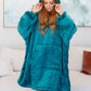 Oversized Velour Blanket Hoodie in Green